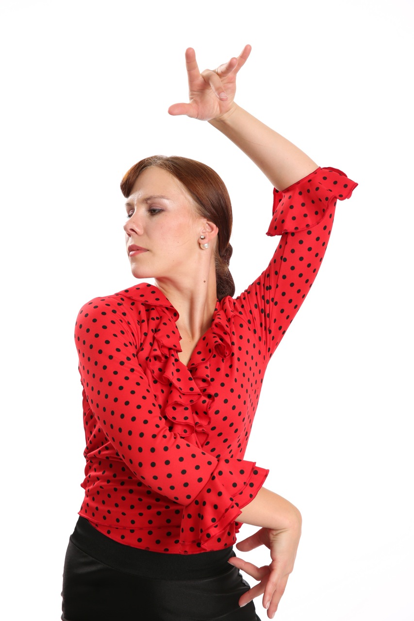 Flamenco blouse red with black dots