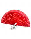 Éventail flamenco rouge/pois blancs