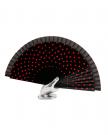 Éventail flamenco noir/pois rouge