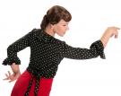 Chemisier Flamenco noir avec des points blanc