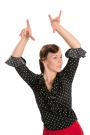 Chemisier Flamenco noir avec des points blanc