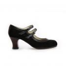 Chaussures Flamenco Dos Correas Suède Noir