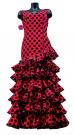 Robe flamenco Doña Ana rouge polka dots en noir