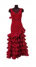 Robe flamenco Doña Ana rouge polka dots en noir