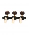 Mécaniques pour guitares style Hauser, nickel noir, chevilles bois de serpent