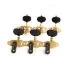 Mécaniques pour guitares, laiton massif, chevilles noires