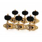 Mécaniques pour guitares, laiton massif, chevilles noires