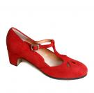 Chaussure de flamenco Trebol en daim rouge