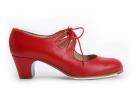 Chaussures Flamenco Cordado Calado Cuir Rouge