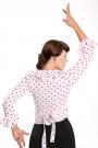 Flamenco top blanc avec des pois rouge