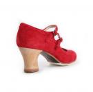 Chaussures Flamenco Dos Correas Suède Rouge