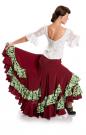 Jupe flamenco Triana FL Bordeaux/Vert