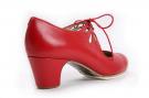 Chaussures Flamenco Cordado Calado Cuir Rouge