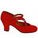 chaussure flamenco en daim rouge
