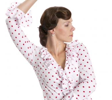 Flamenco dance top with red dots